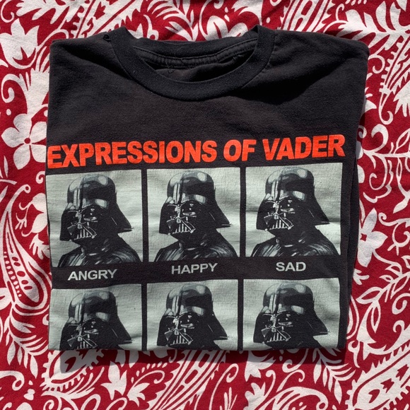 💫 Expressions of Darth Vader Graphic Shirt No Tag Size S/M Black Novelty Tee 💫 - Picture 12 of 12